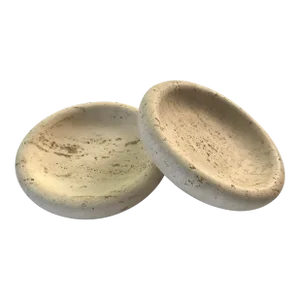 Vintage 1970s Travertine Vide-Poche Bowls ~ Made in Italy for Joseph Magnin