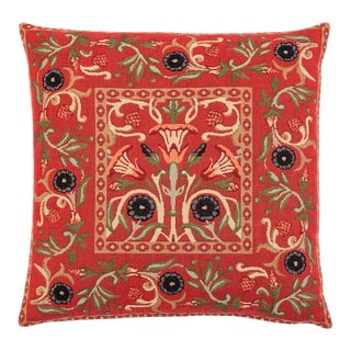 Primrose Red Tapestry Cushion With Feather Filler - 46x46cm (18"x18") For Sale