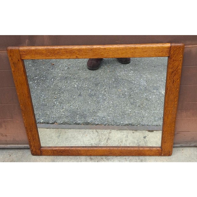 19th Century Early American Style Solid Oak Frame Wall Mirror For Sale - Image 4 of 5