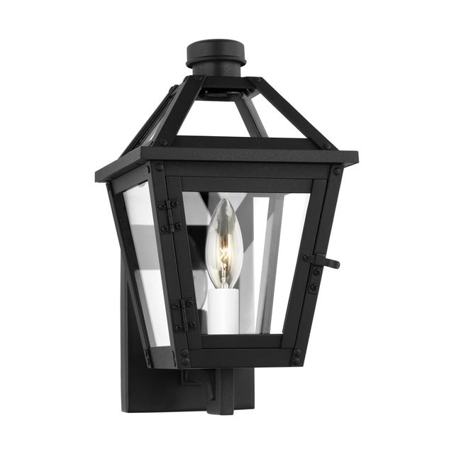 The Hyannis one light outdoor wall fixture in textured black by Chapman & Myers has a classic copper lantern profile with...