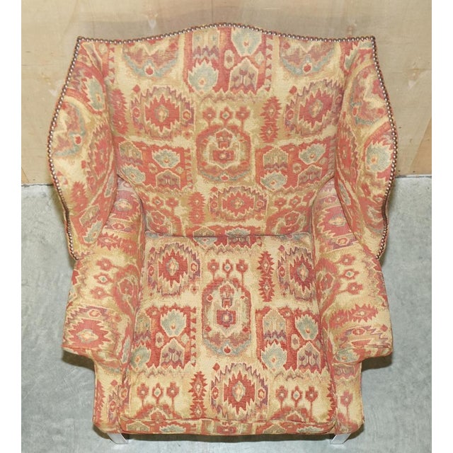 Set of George III Wingback Armchairs with Kilim Pattern Uphosltery For Sale - Image 18 of 18