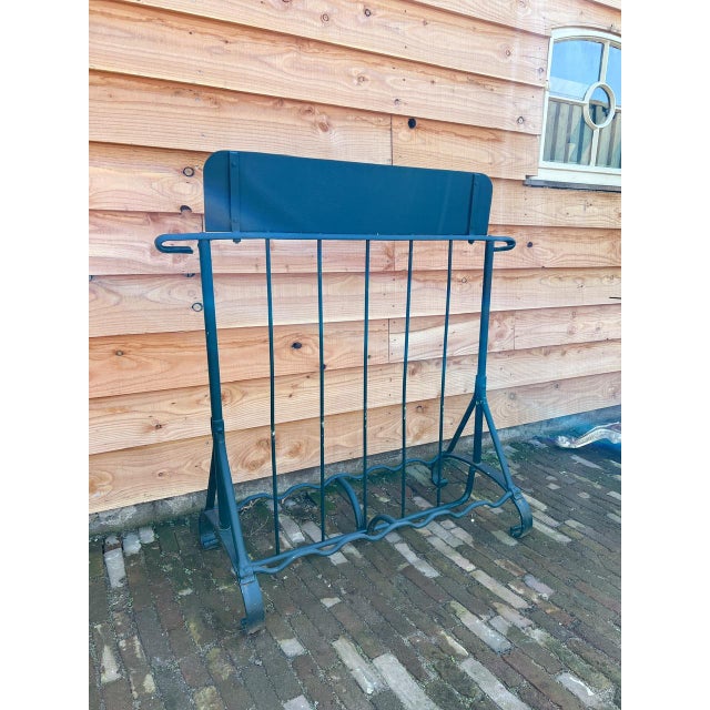 Antique dark green (forest-green) wrought iron bicycle rack from the 1910s-1920s. Beautiful old traditional wrought iron...