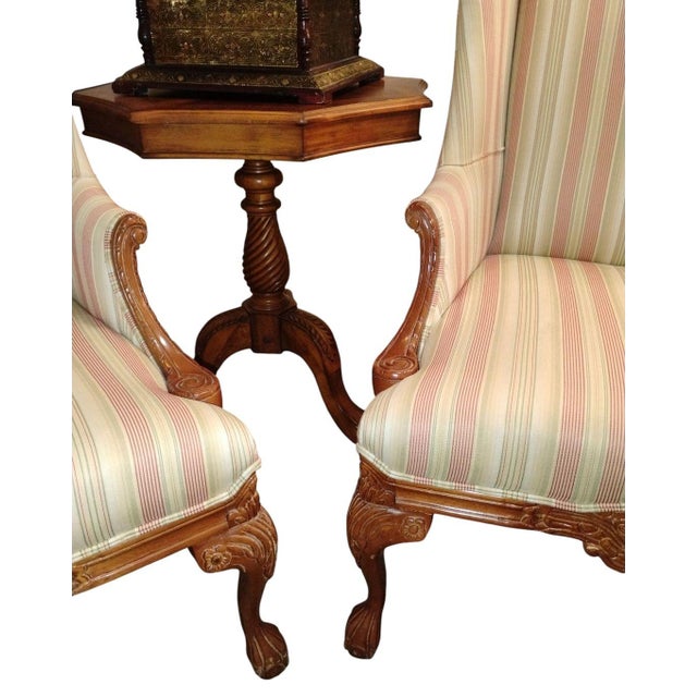 Tan Pair of Vintage Louis XV-Style Bergère Wingback Chairs by Craftmaster. For Sale - Image 8 of 10