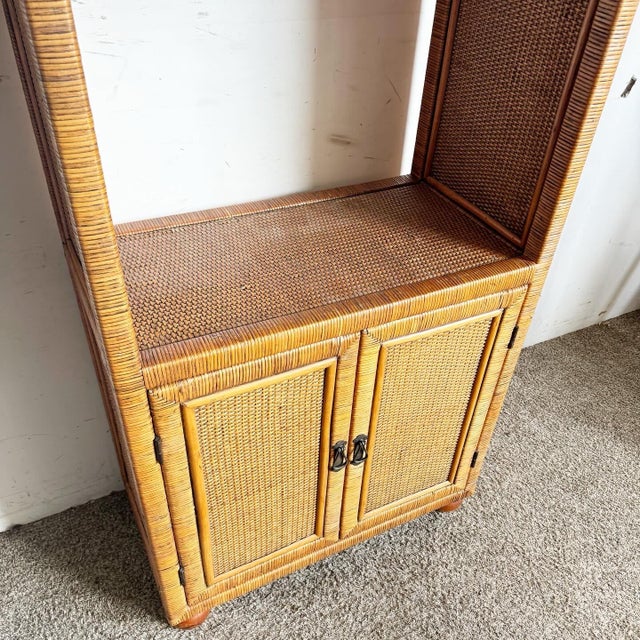 Boho Chic Boho Chic Wicker Wrapped Etagere/Cabinet For Sale - Image 3 of 9