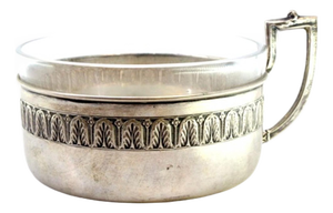Silver Cup with Raised Edges and Glass Core