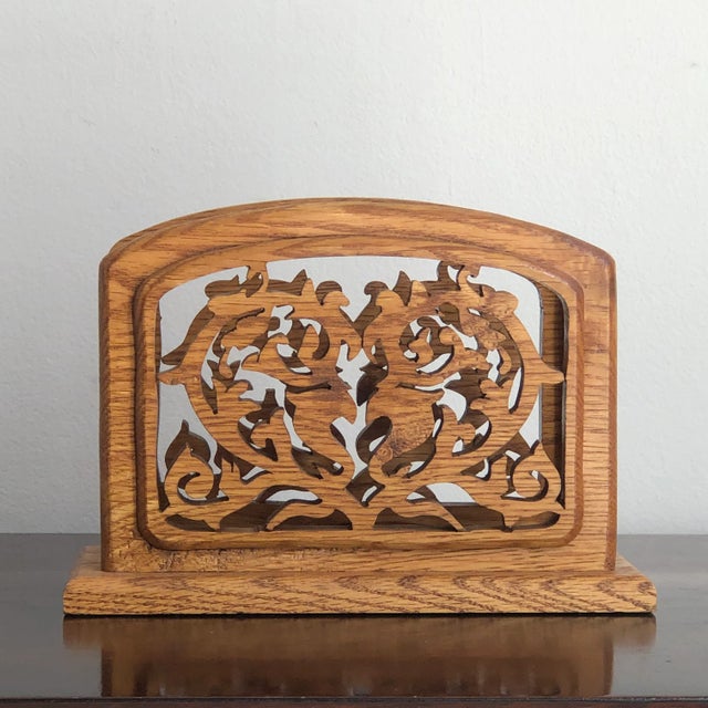 Wood Vintage Handcrafted Wood Napkin Holder For Sale - Image 7 of 11
