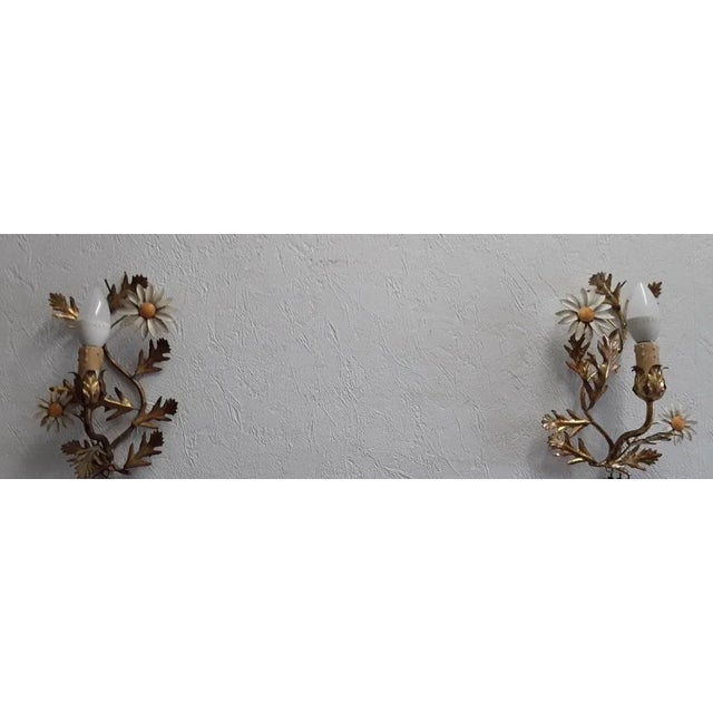 Vintage Wall Lamps in Gilded Floral-Worked Iron by Hans Kögl, 1970s, Set of 2, in Good conditions. Designed 1970 to 1979...
