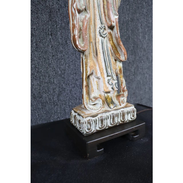 Mid 20th Century Chinese Gold Gilt Figural Lamp For Sale - Image 5 of 9