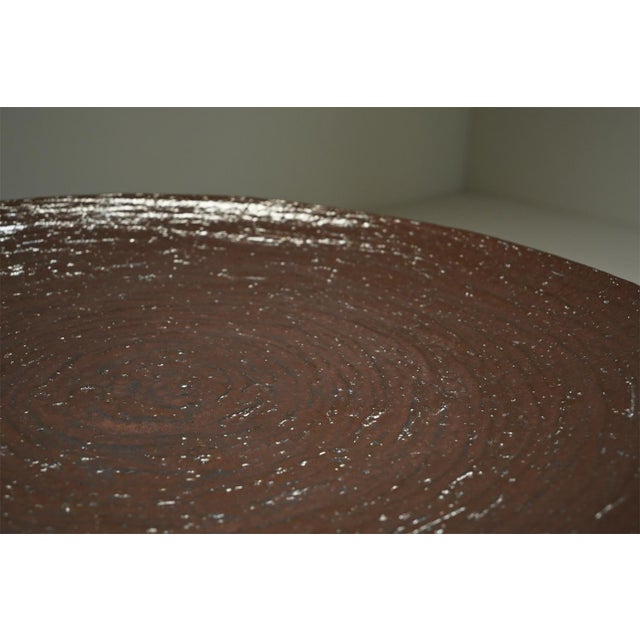 Ceramic Large Handmade Metallic Glazed Ceramic Bowl, 1980s For Sale - Image 7 of 9
