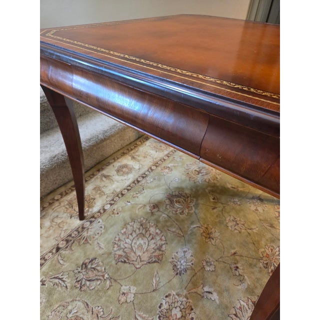 Vintage Leather Top Embossed Game Card Table For Sale - Image 13 of 13