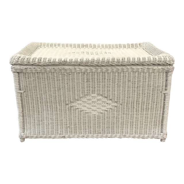 White Wicker Storage Trunk Chairish