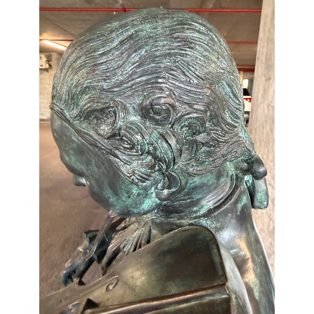 Metropoliton Galleries Attributed Life Size Bronze Garden Statuary of Mozart For Sale - Image 13 of 16