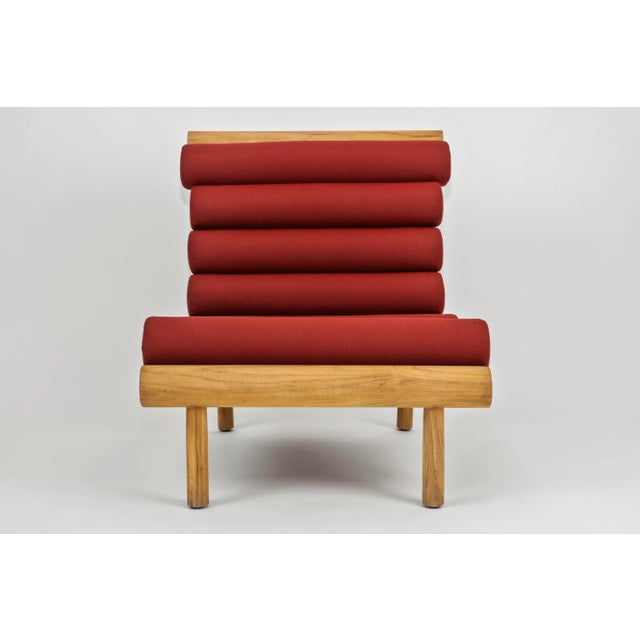 Mid-Century Modern Rishon Teak Outdoor Lounge Chair – Alpine Modern Design in Sunbrella Canvas Henna For Sale - Image 3 of 7