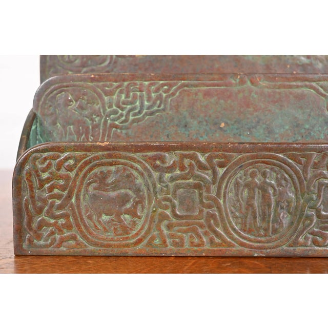 Metal Tiffany Studios New York Zodiac Patinated Bronze Letter Rack, Circa 1910 For Sale - Image 7 of 12