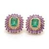 3.25 cts Natural emerald and 3.76 cts pink sapphire earring in 14k gold For Sale In New York - Image 6 of 18