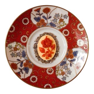 Little Relics No. 24 Original Mixed Media Assemblage Cameo on Vintage Imari Porcelain Saucer by Dorothy Art For Sale