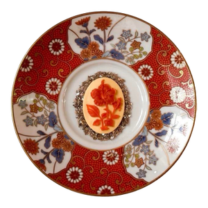 Little Relics No. 24 Original Mixed Media Assemblage Cameo on Vintage Imari Porcelain Saucer by Dorothy Art