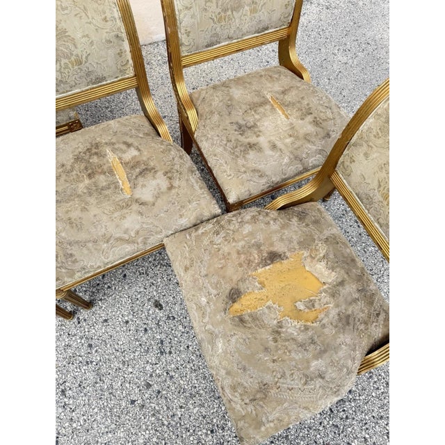 Late 20th Century Late 20th Century Neoclassical Regency Style Gold Carved Wood Dining Room Chairs - Set of 10 For Sale - Image 5 of 18