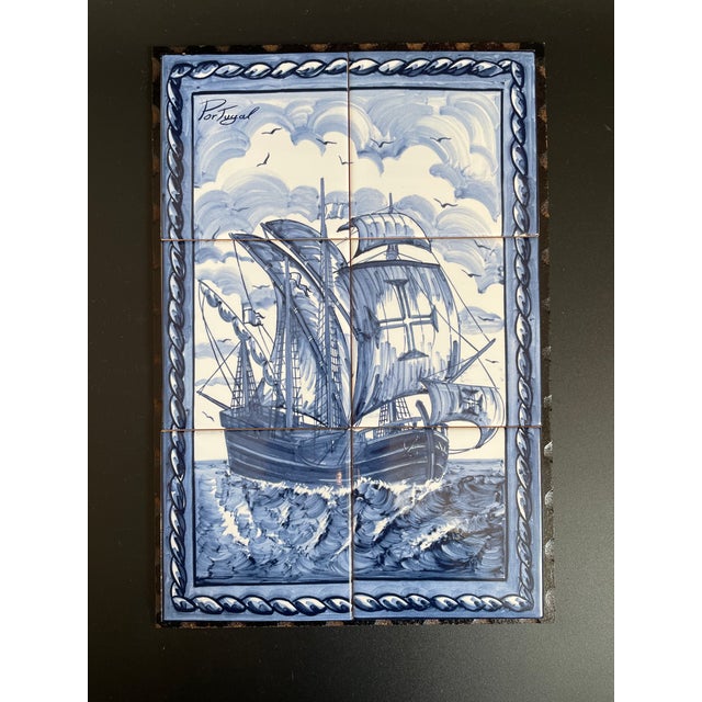 Hand Painted Caravel Sailing Ship Portuguese Azulejos Tile Mural Wall ...