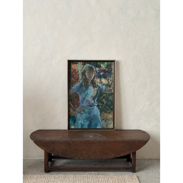 1970s Oil Painting on Canvas Large Self Portrait by Kerrie Silvernell, Framed For Sale - Image 4 of 10