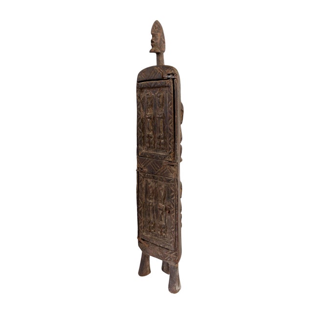 African Vintage Unique Dogon Hand Carved Wooden Box Mali 18.5" H For Sale - Image 3 of 9