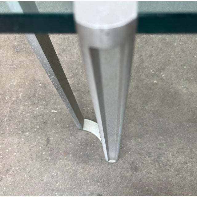 Vintage Space Age Glass and Aluminum Couch Table attributed to Peter Ghyczy, 1970s For Sale - Image 10 of 18
