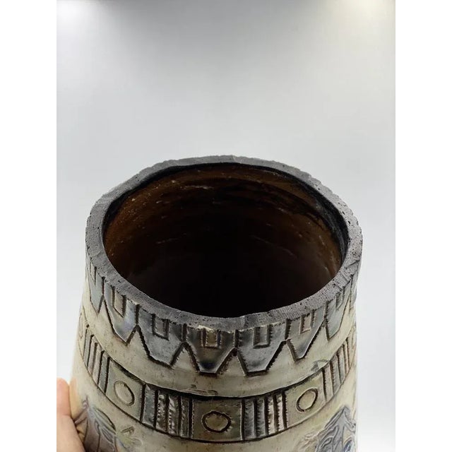 Brown Antique Art-Deco Vase by Roger Cuerin, 1920s For Sale - Image 8 of 11