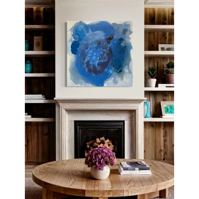 Contemporary "Fool That I Am" Blue Gestural Abstract Painting For Sale - Image 3 of 8