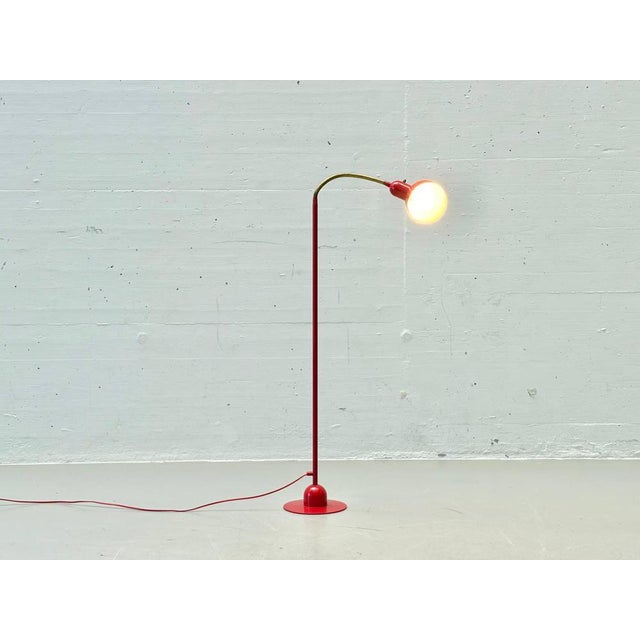 Red Metal Gooseneck Floor Lamp, 1970s For Sale - Image 5 of 14