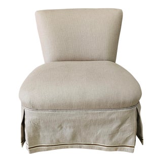 Contemporary Beige Upholstered Slipper Chair For Sale