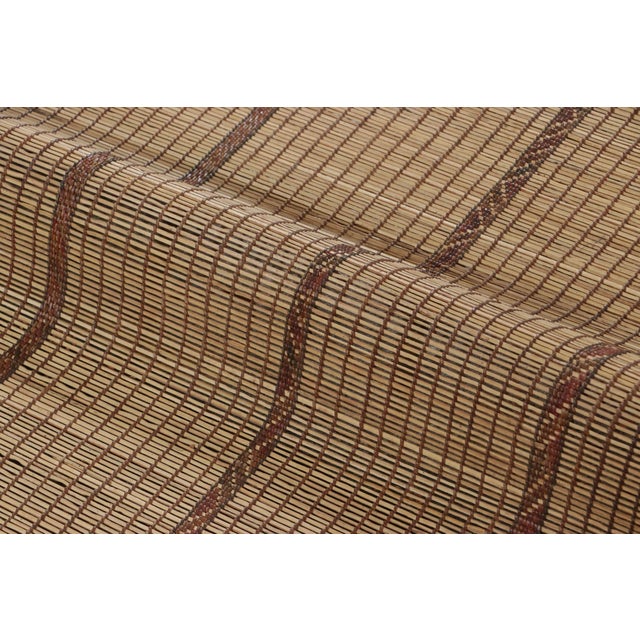 1950s Vintage Tuareg Mat, Beige-Brown With Vertical Geometric Stripes - Rug & Kilim For Sale - Image 5 of 6