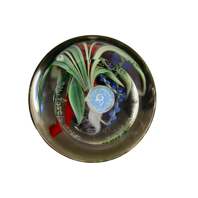 Orient & Flume Vintage Art Glass Flower Paperweight For Sale In Chicago - Image 6 of 8