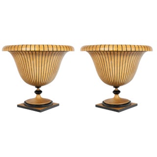 Maple Planters with Ebony Inlays, 1930s, Set of 2 For Sale