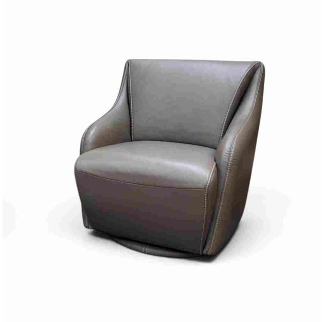 W. Schillig Leather Nikki Swivel Lounge Chair For Sale In Miami - Image 6 of 12