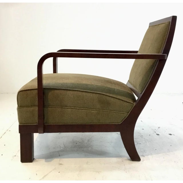 Mid-Century Modern Mid-Century Modern Style Olive Green Chennile Lounge Chair For Sale - Image 3 of 5
