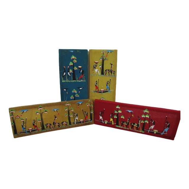 African Textile Artworks, 1950s, Set of 4 For Sale