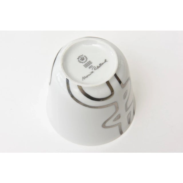 Royal Copenhagen Danish White and Silver Abstract Set of 4 Porcelain Bowls or Vessels For Sale - Image 9 of 13