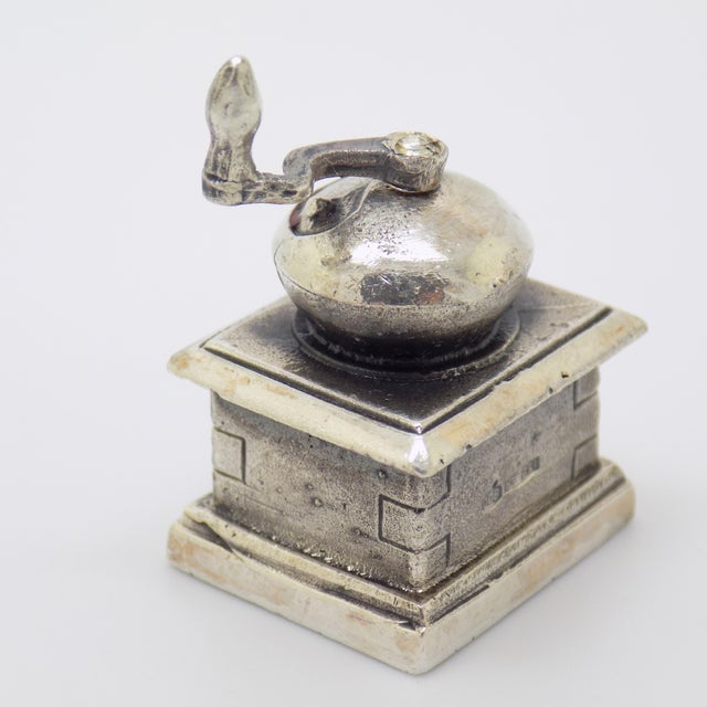 Vintage Italian Handmade Genuine Silver Raspini Branded Grinder Dollhouse Miniature For Sale - Image 4 of 10
