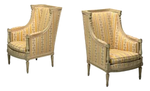 Maison Jansen Attr, Louis XVI Style, Painted Wood, Lounge Chairs, France, 1920s