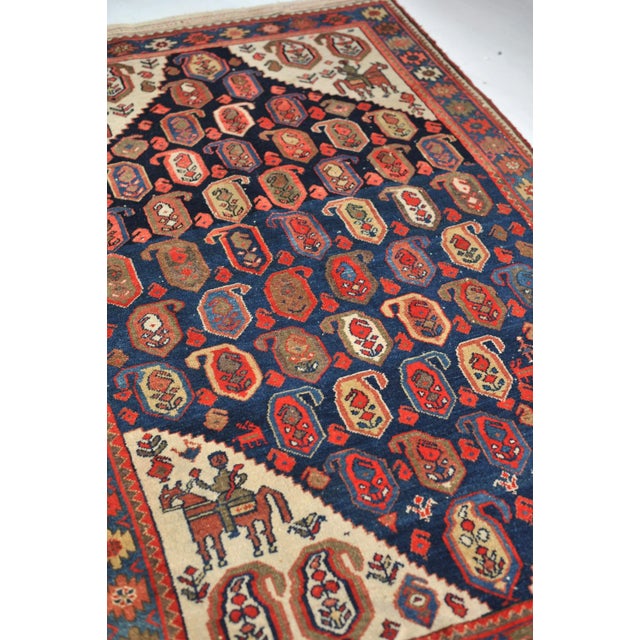 1930s 1930s Persian Malayer 4-Horsemen Protecting the Seeds of Life Rug, 4.4 x 6.10 For Sale - Image 5 of 12