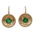 Zambian Emerald Stud Earrings With Earth-Mined Diamond Accents: Solid 14k Gold, A Pair For Sale