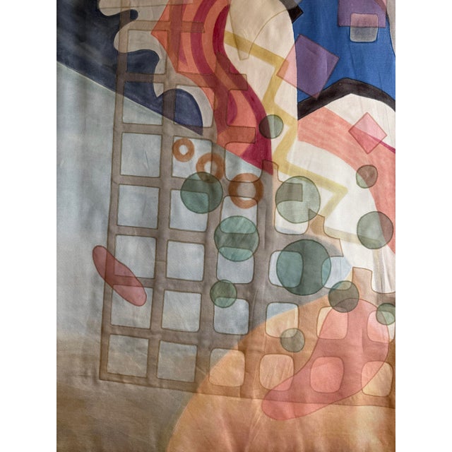 Pink Layered Silk Tapestry Painting by French Artist, Marie-Laure Ilie, 1980s For Sale - Image 8 of 16