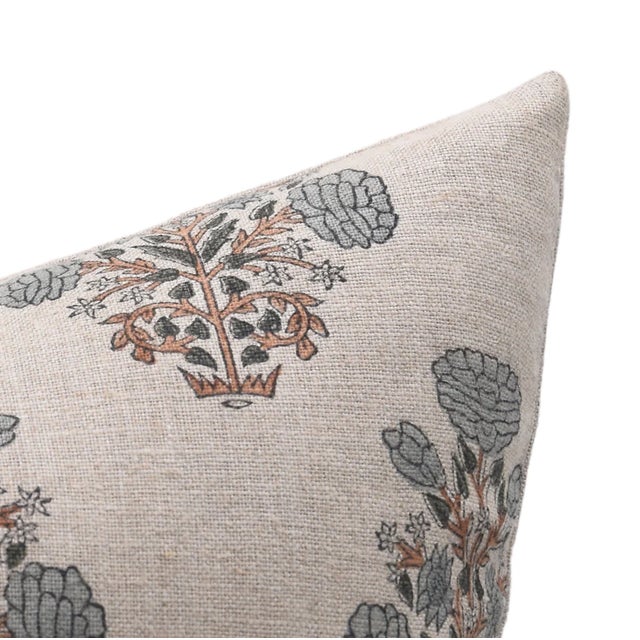 Not Yet Made - Made To Order Swadesh Hand Block Leaf Floral Printed Thick Linen Designer Pillow Cover, 12x20 Inch For Sale - Image 5 of 5
