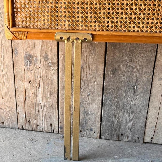 A pair of mid century bamboo and cane single headboards Dimensions Length – 98.5cm headboard height not inc legs – 53cm