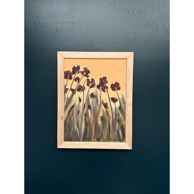 Original Contemporary Swedish Oil on Panel – “Flowers” by Martina Möller – Signed – Framed – 45 × 35 cm (17.7" × 13.8")...