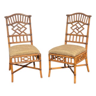 Pair of Vintage Tommy Bahama Natural Bamboo Chairs For Sale