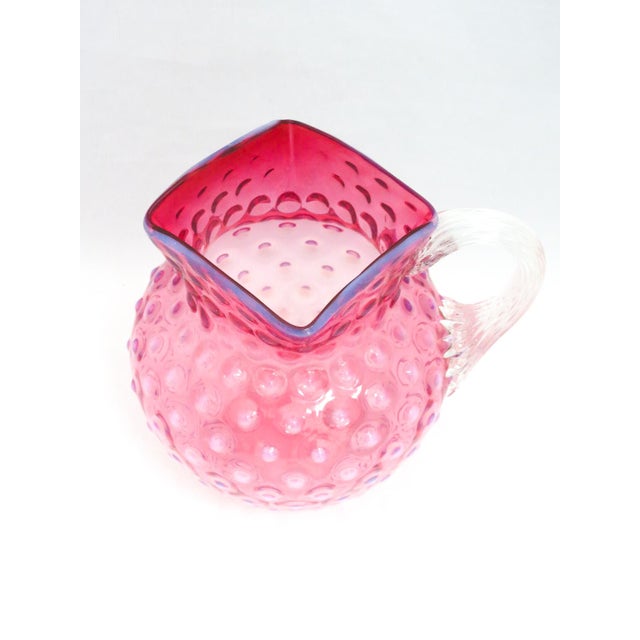 1850 Antique Hobbs & Brockunier Hobnail Cranberry Opalescent Water