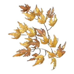 Vintage Autumn Leaves Maple Leaf Metal Wall Hanging Sculpture, C. Jere’ Style