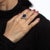 Mid 20th Century Fluted Lapis Lazuli Diamond Ring 18k White Gold Mid Century Sz 5.75 For Sale In Los Angeles - Image 6 of 7