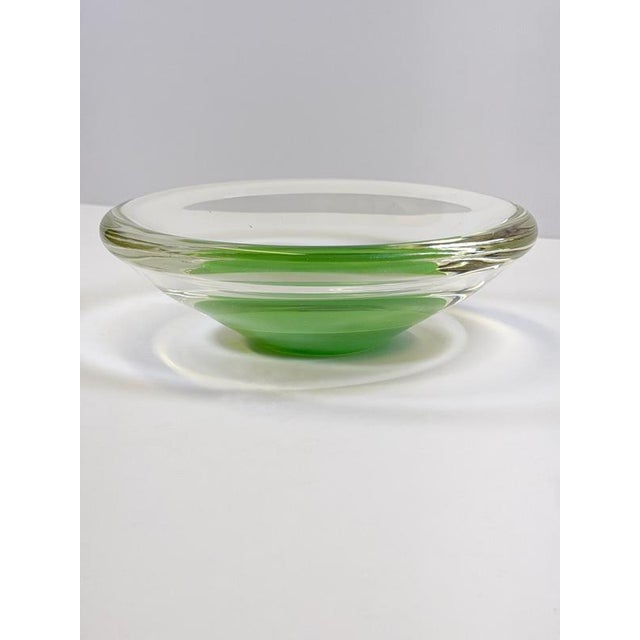 Glass Modernist Green Sommerso Murano Glass Bowl, Italy, 1970s For Sale - Image 7 of 10